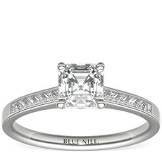 Channel Set Princess Cut Diamond Engagement Ring in Platinum (1/4 ct. tw.)